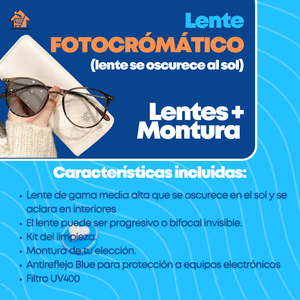 Lente FOTOCRÓMÁTICO  (Lentes + Montura)